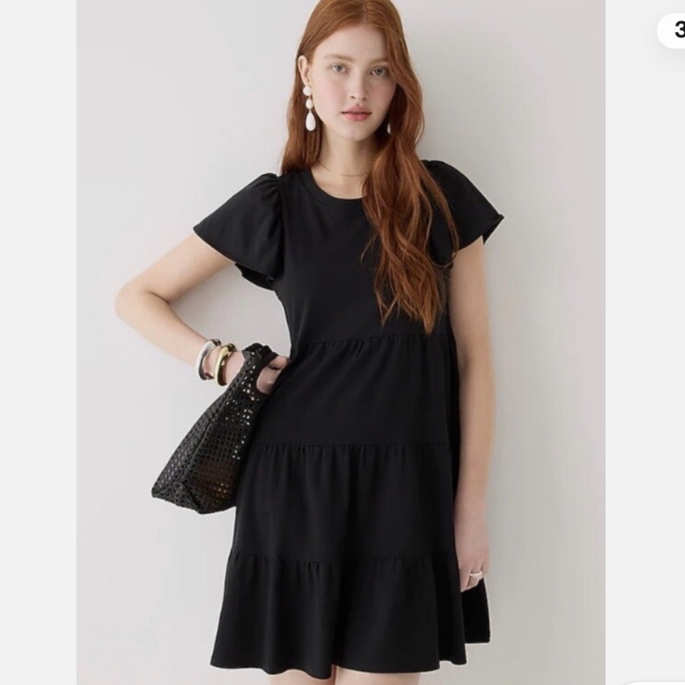 J. Crew NWT Knit Broken-In Jersey Tiered Mini Dress - Black 5/$50